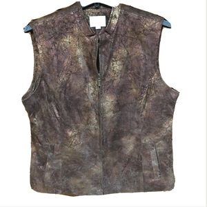 👑 Erin London Metallic Brown Vegan Leather Vest
